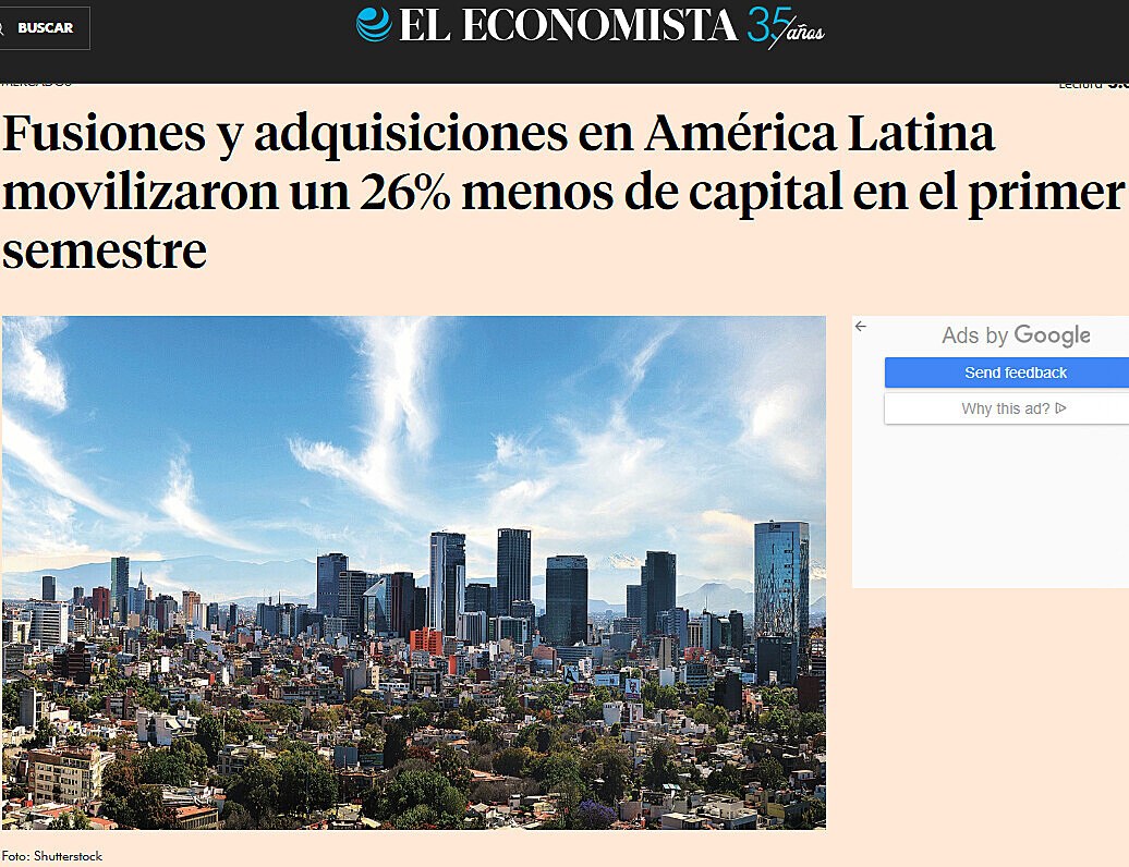 Fusiones y adquisiciones en Amrica Latina movilizaron un 26% menos de capital en el primer semestre